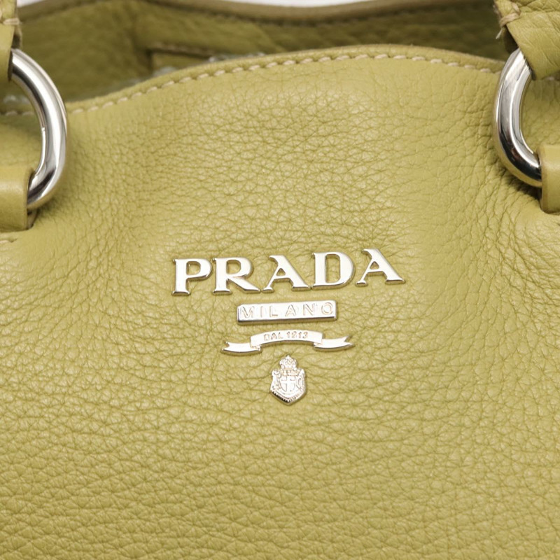 【日本直送】PRADA 手提包 皮革 綠金色 正品 bs29596-16