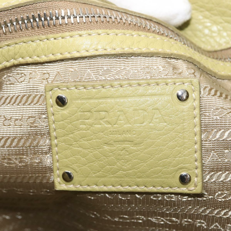 【日本直送】PRADA 手提包 皮革 綠金色 正品 bs29596-18