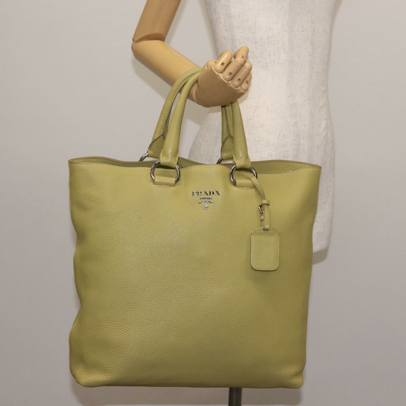 【日本直送】PRADA 手提包 皮革 綠金色 正品 bs29596-22