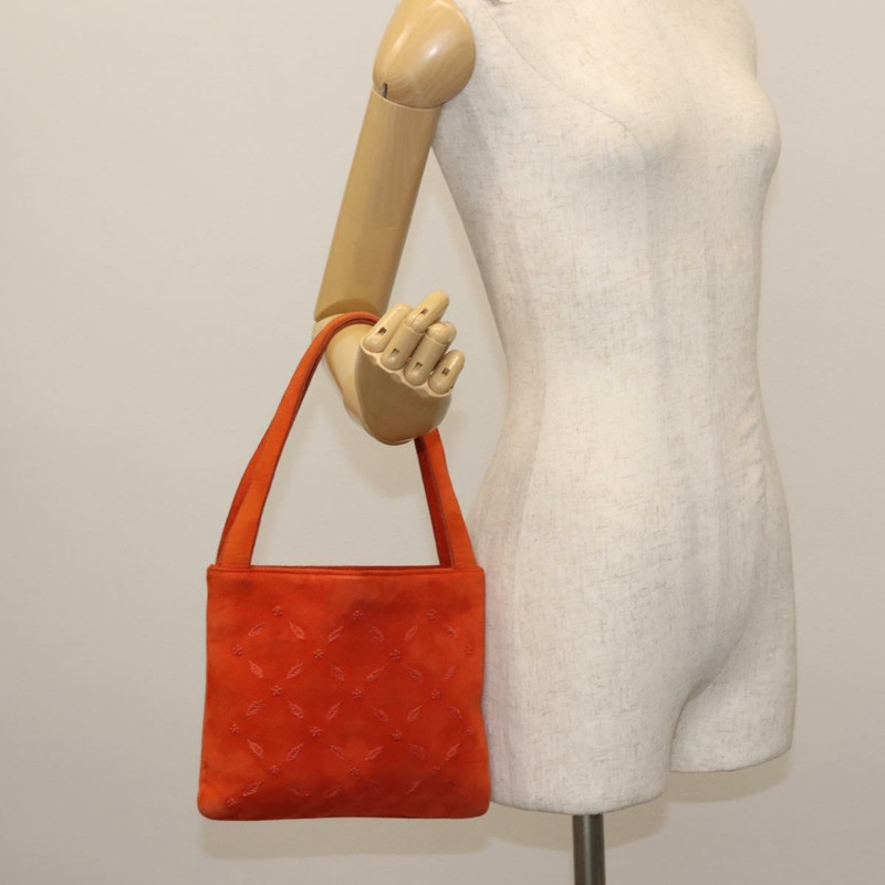 【日本直送】BOTTEGA VENETA 手提包 絨面革 橙色 銀色 正品 BA6156-22