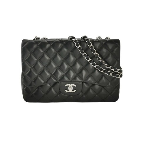 CHANEL Classic Flap  CF 經典款 大號 羊皮 菱格紋 黑色 肩背包 30cm