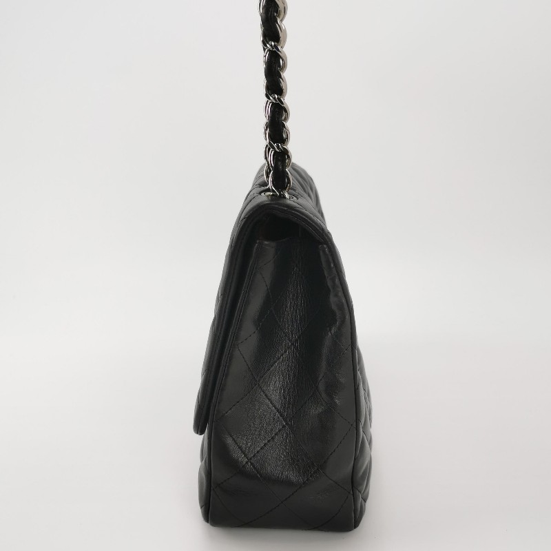 CHANEL Classic Flap CF 經典款 大號 羊皮 菱格紋 黑色 肩背包 30cm-2