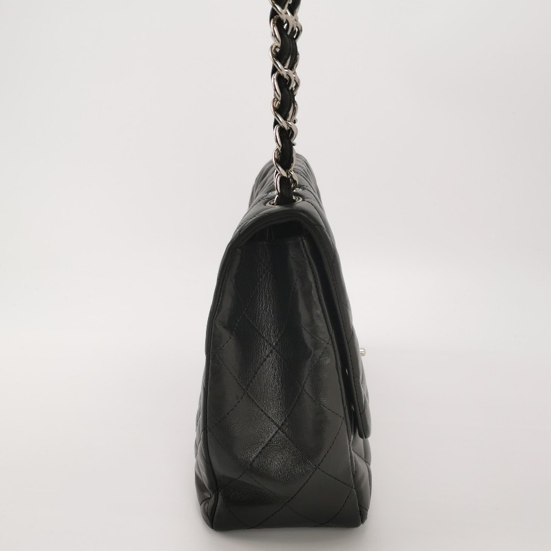 CHANEL Classic Flap CF 經典款 大號 羊皮 菱格紋 黑色 肩背包 30cm-3