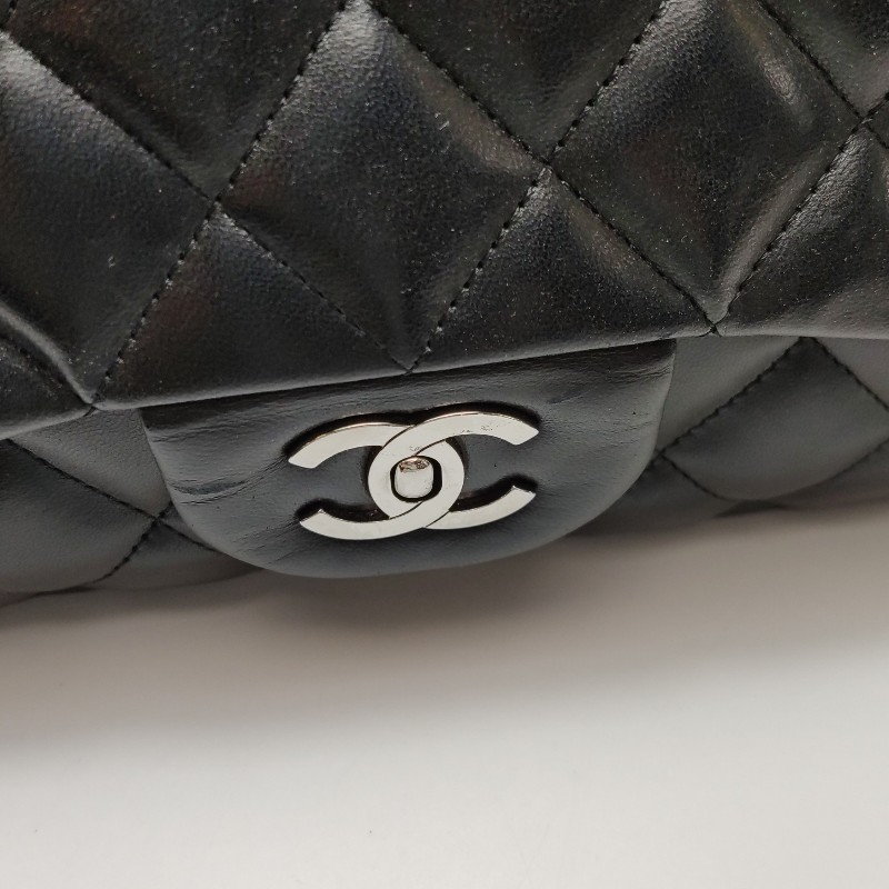 CHANEL Classic Flap  CF 經典款 大號 羊皮 菱格紋 黑色 肩背包 30cm-11