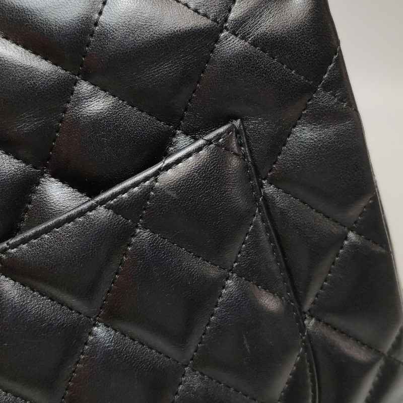 CHANEL Classic Flap CF 經典款 大號 羊皮 菱格紋 黑色 肩背包 30cm-13