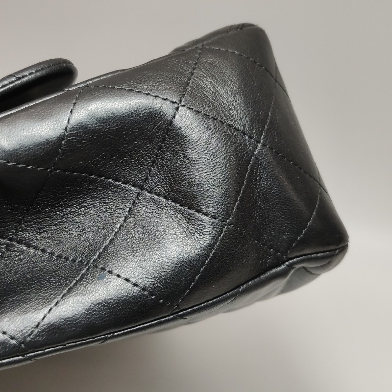 CHANEL Classic Flap CF 經典款 大號 羊皮 菱格紋 黑色 肩背包 30cm-18