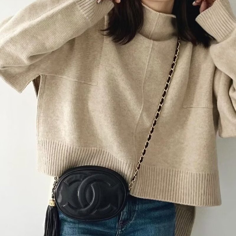 chanel vintage 黑金 斜背包 帶鍊包 蛋形包 流蘇包 肩背包 側背包 手提包-4