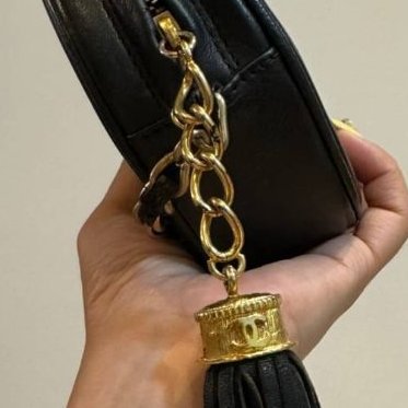 chanel vintage 黑金 斜背包 帶鍊包 蛋形包 流蘇包 肩背包 側背包 手提包-25