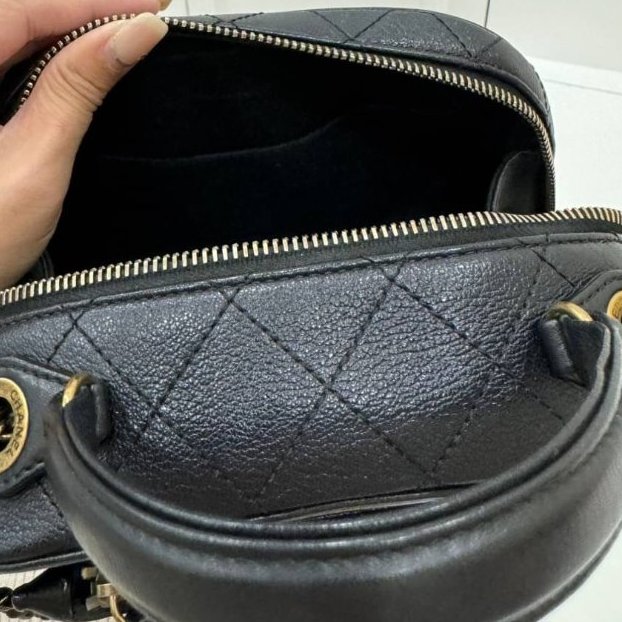 香奈兒 CHANEL 黑色 金鍊 荔枝紋牛皮 復古 相機包 斜背包 手提包 肩背包 側背包 鍊條包 帶鍊包-20