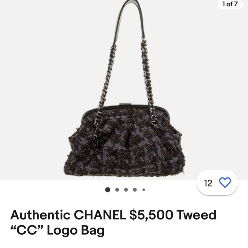 chanel 香奈兒 vintage 毛呢 黑色秀款 黑白格紋 手提包 肩背包 帶鍊包 鍊條包-3
