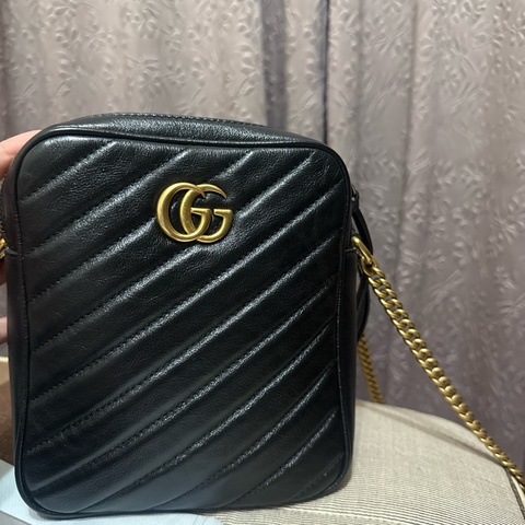 Gucci 相機包經典GG Marmont牛皮金屬雙G