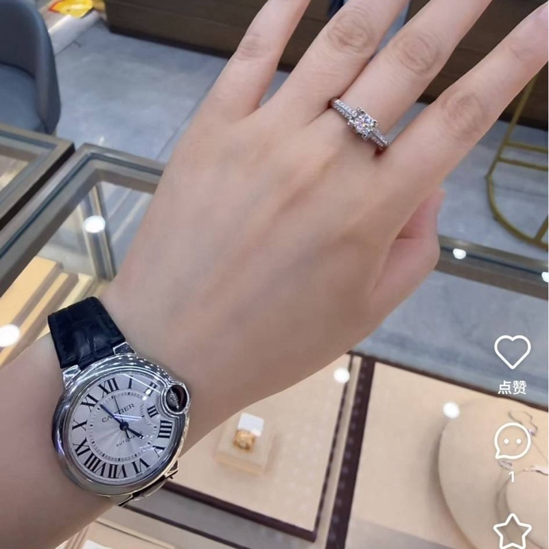 小巴黎二手名牌真品Cartier 藍氣球 機械36 有保卡 完成官網登記-6