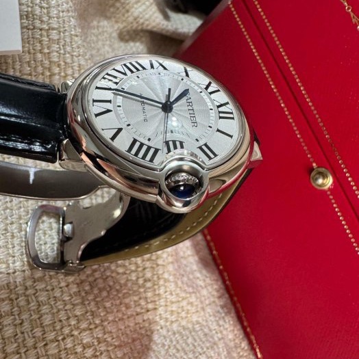 小巴黎二手名牌真品Cartier 藍氣球 機械36 有保卡 完成官網登記-9