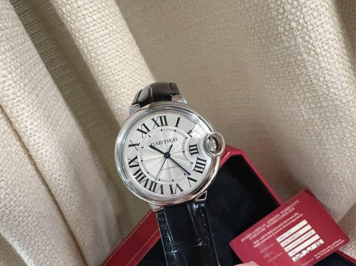 小巴黎二手名牌真品Cartier 藍氣球 機械36 有保卡 完成官網登記-11