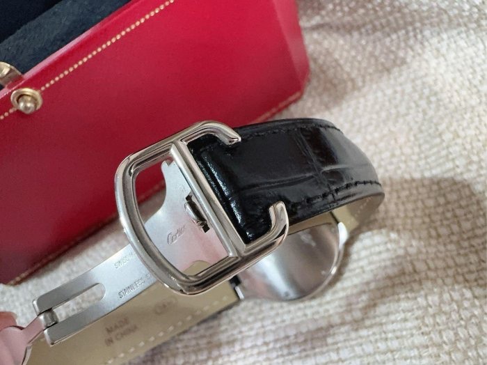 小巴黎二手名牌真品Cartier 藍氣球 機械36 有保卡 完成官網登記-12