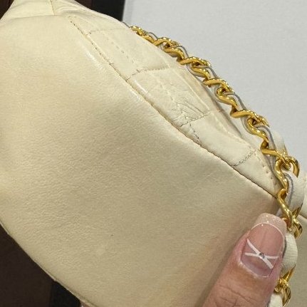 chanel 香奈兒 vintage 米黃 卡其 半月包 肩背包 鏈帶包 鍊條包 斜背包 側背包-28