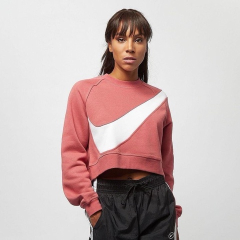 Nike swoosh tracksuit  大勾勾短版衛衣 大學T 復古寬鬆落肩內刷毛大學T croptop L 165/88A