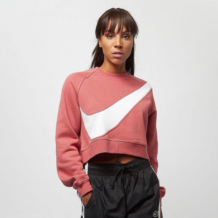 Nike swoosh tracksuit 大勾勾短版衛衣 大學T 復古寬鬆落肩內刷毛大學T croptop L 165/88A-0
