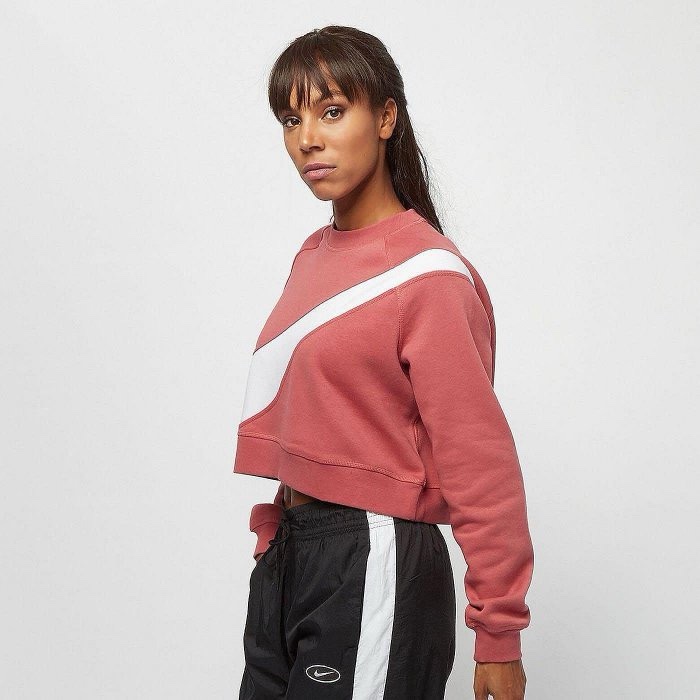Nike swoosh tracksuit 大勾勾短版衛衣 大學T 復古寬鬆落肩內刷毛大學T croptop L 165/88A-1