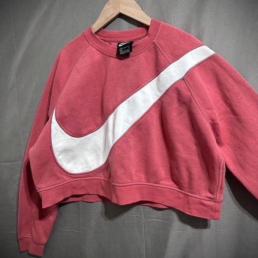 Nike swoosh tracksuit 大勾勾短版衛衣 大學T 復古寬鬆落肩內刷毛大學T croptop L 165/88A-6