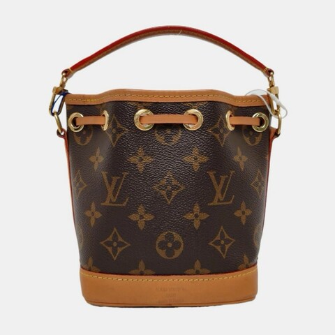 LOUIS VUITTON NOÉ Nano 棕色塗層帆布老花水桶包 肩背包斜背包