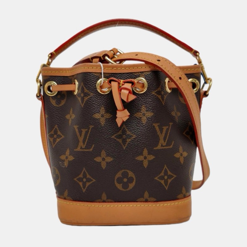 LOUIS VUITTON NOÉ Nano 棕色塗層帆布老花水桶包 肩背包斜背包-3