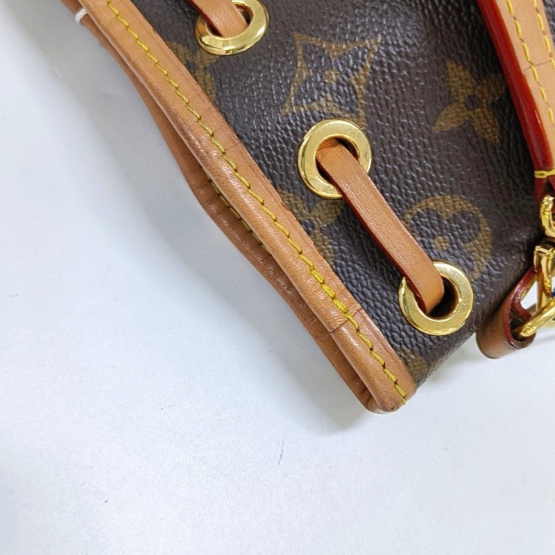 LOUIS VUITTON NOÉ Nano 棕色塗層帆布老花水桶包 肩背包斜背包-12