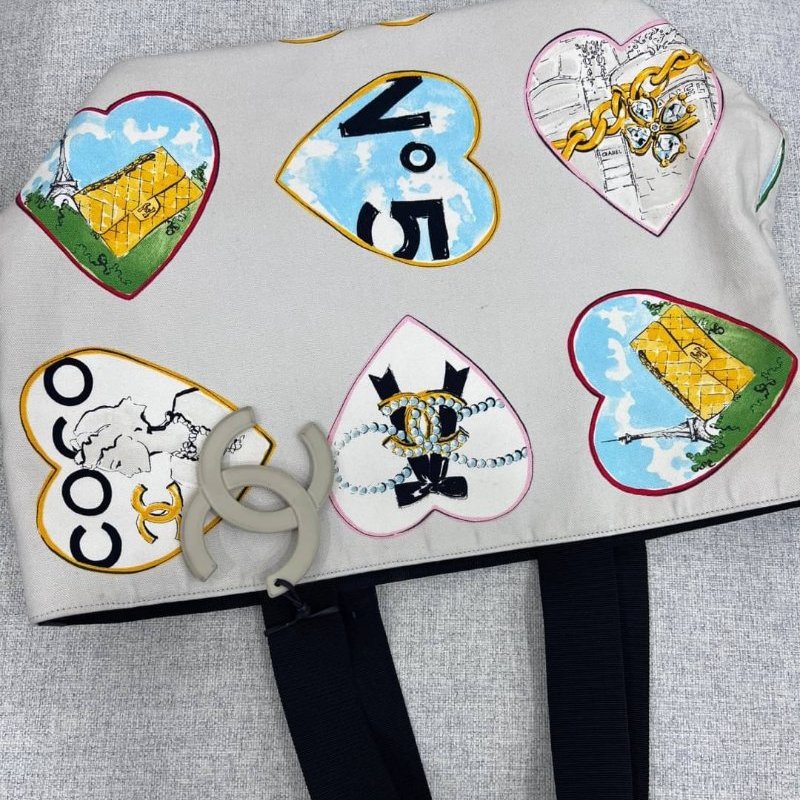 CHANEL 香奈兒 Coco Hearts Tote 帆布 愛心印花 托特包 肩背包 手提包 購物包 購物袋-6