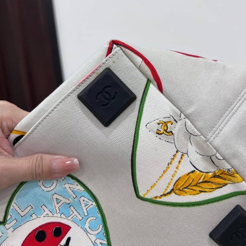 CHANEL 香奈兒 Coco Hearts Tote 帆布 愛心印花 托特包 肩背包 手提包 購物包 購物袋-8