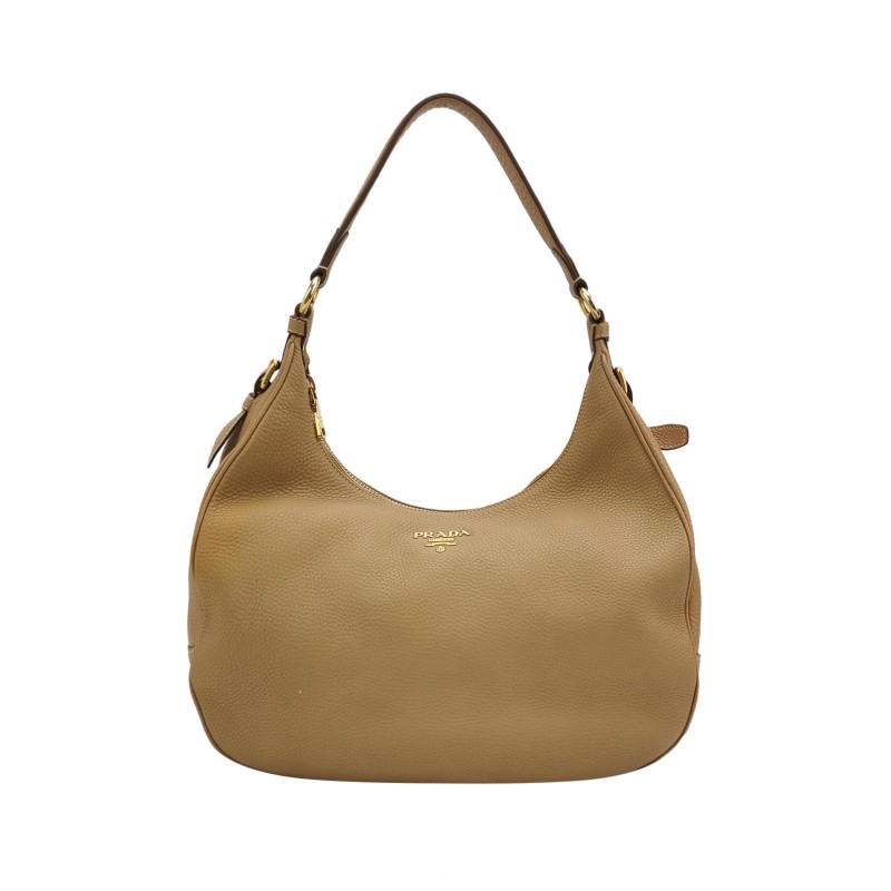 Prada 牛皮純色字母Logo 肩背包-0
