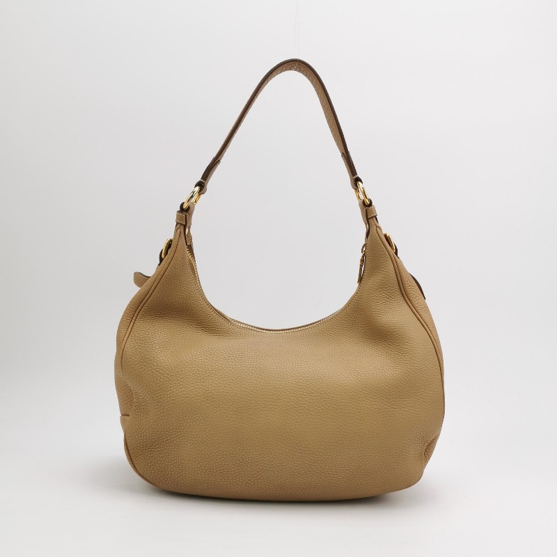 Prada 牛皮純色字母Logo 肩背包-1