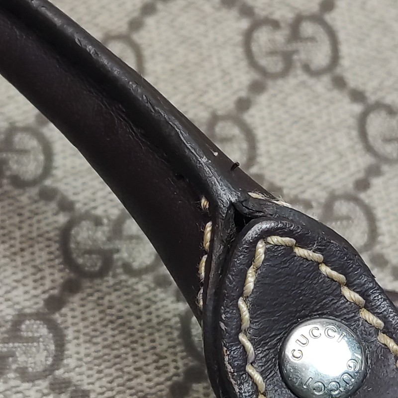 Gucci 牛皮雙G老花皮標字母Logo手提包行李箱包 電腦公事包-6