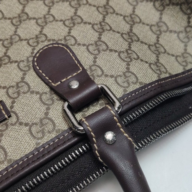 Gucci 牛皮雙G老花皮標字母Logo手提包行李箱包 電腦公事包-12
