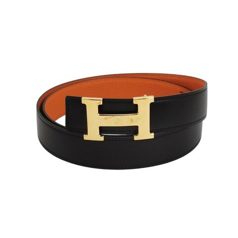 Hermes 牛皮拼色H皮帶扣雙面腰帶