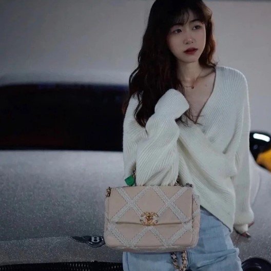 CHANEL 香奈兒 限量款 19 牛皮 粉色 鈎花縫線二 斜背包 肩背包 鍊條包 側背包 手提包-1