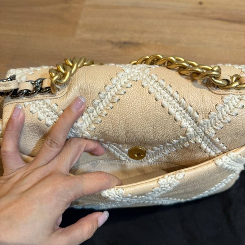 CHANEL 香奈兒 限量款 19 牛皮 粉色 鈎花縫線二 斜背包 肩背包 鍊條包 側背包 手提包-17