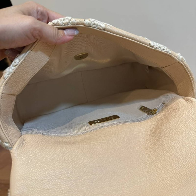 CHANEL 香奈兒 限量款 19 牛皮 粉色 鈎花縫線二 斜背包 肩背包 鍊條包 側背包 手提包-18