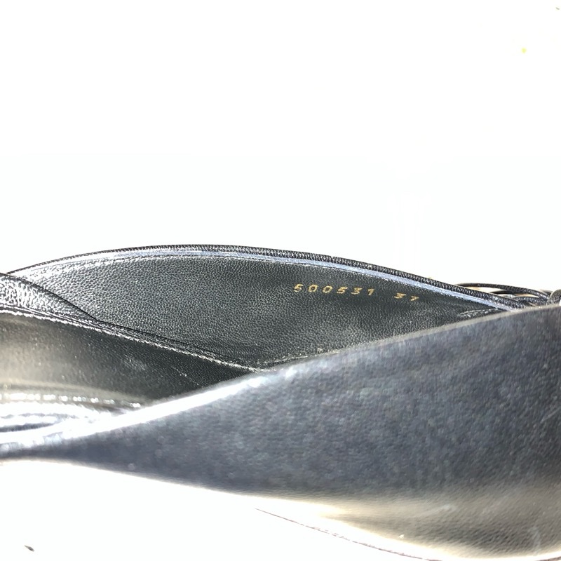 巴黎世家Balenciaga黑色皮革尖頭蝴蝶結 後繫帶扣腳踝跟鞋37 穆勒鞋-25