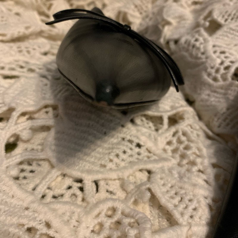 巴黎世家Balenciaga黑色皮革尖頭蝴蝶結 後繫帶扣腳踝跟鞋37 穆勒鞋-33