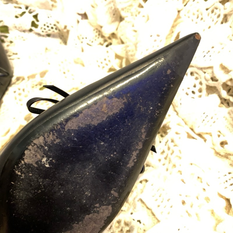 巴黎世家Balenciaga黑色皮革尖頭蝴蝶結 後繫帶扣腳踝跟鞋37 穆勒鞋-35