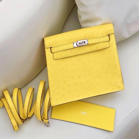 Hermes Kelly danse 9N糖果黃 鴕鳥皮 Y刻 票證齊全