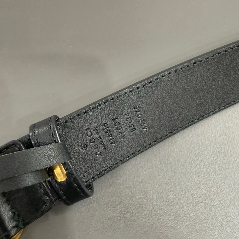 Gucci復古仿舊雙金互扣式牛皮皮帶-4