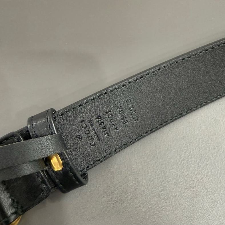 Gucci復古仿舊雙金互扣式牛皮皮帶-8