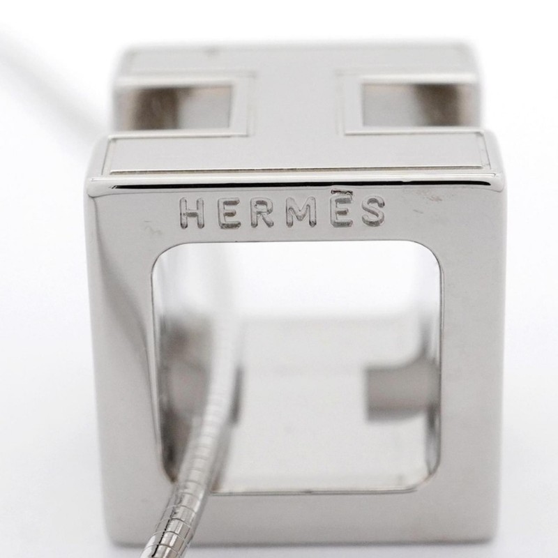 Herme's Cage D’H 方塊白色銀鏈項鍊-11