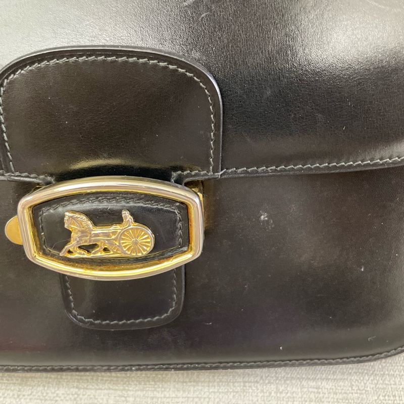 保存良好Celine vintage馬車金具BOX翻蓋包/肩斜背-6