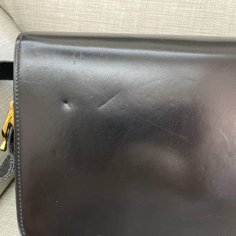 保存良好Celine vintage馬車金具BOX翻蓋包/肩斜背-10