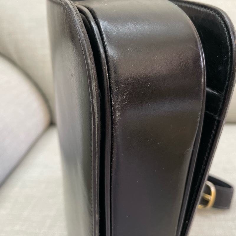 保存良好Celine vintage馬車金具BOX翻蓋包/肩斜背-13