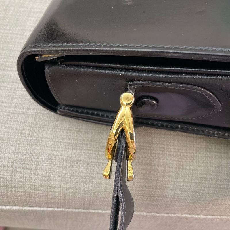 保存良好Celine vintage馬車金具BOX翻蓋包/肩斜背-25