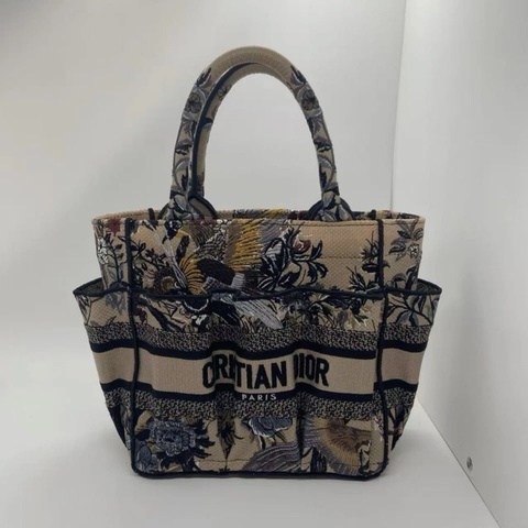 Christian Dior Oblique 刺繡 Catherine 迷你手提包 原味米色