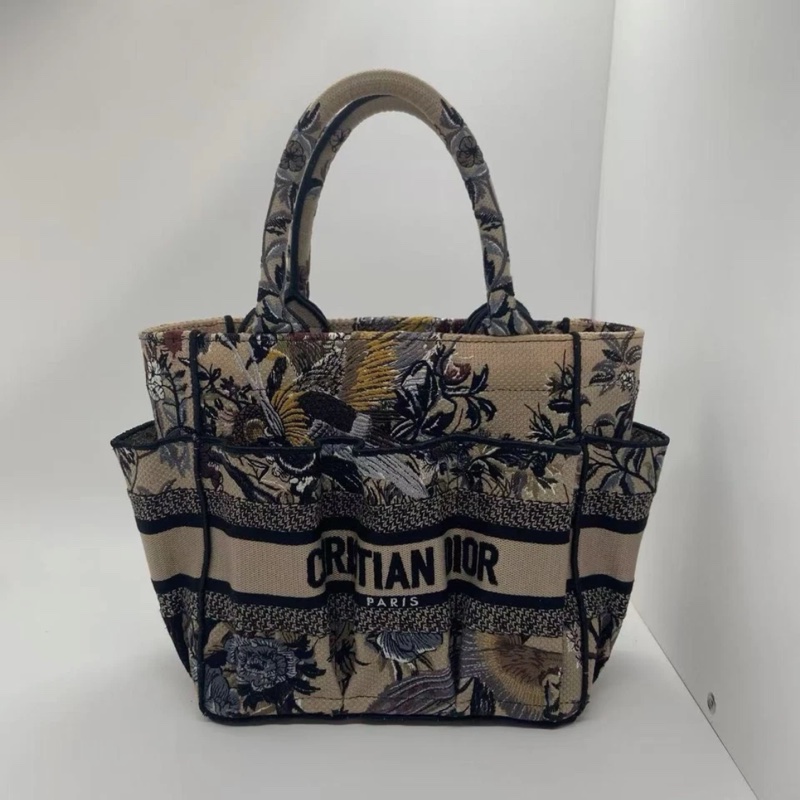 Christian Dior Oblique 刺繡 Catherine 迷你手提包 原味米色-0